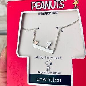 NWT Peanuts 14K Gold-Flash Plated Two-Tone Always In My Heart Pendant Necklace